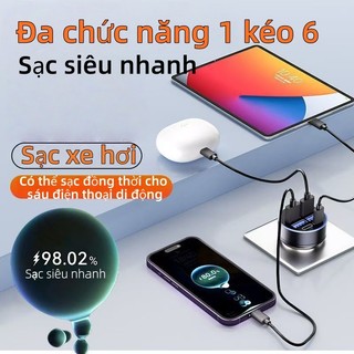 Sạc Ô Tô Nhanh, USB & Type-C, Sạc Thông Minh, 66W Nhanh Chóng, Sạc Đồng Thời Nhiều Thiết Bị, Bảo Vệ An T