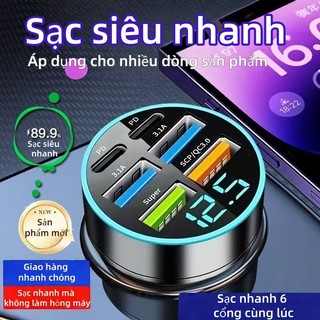 Sạc Ô Tô Nhanh, USB & Type-C, Sạc Thông Minh, 66W Nhanh Chóng, Sạc Đồng Thời Nhiều Thiết Bị, Bảo Vệ An T