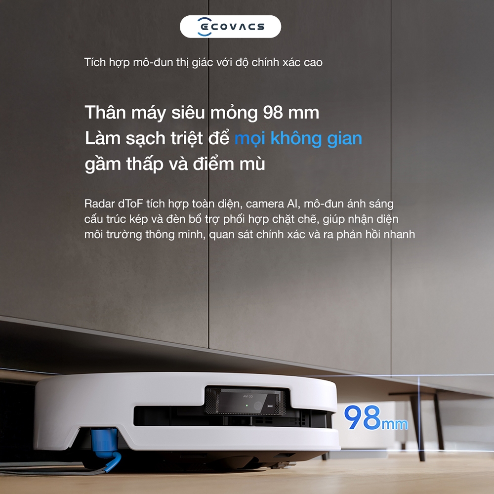 Robot hút bụi lau nhà Ecovacs Deebot T80S Omni 2027 - Lực hút 24800Pa - Giặt nóng và sấy nóng -OZMO ROLLER 2.0 -BH 2 năm