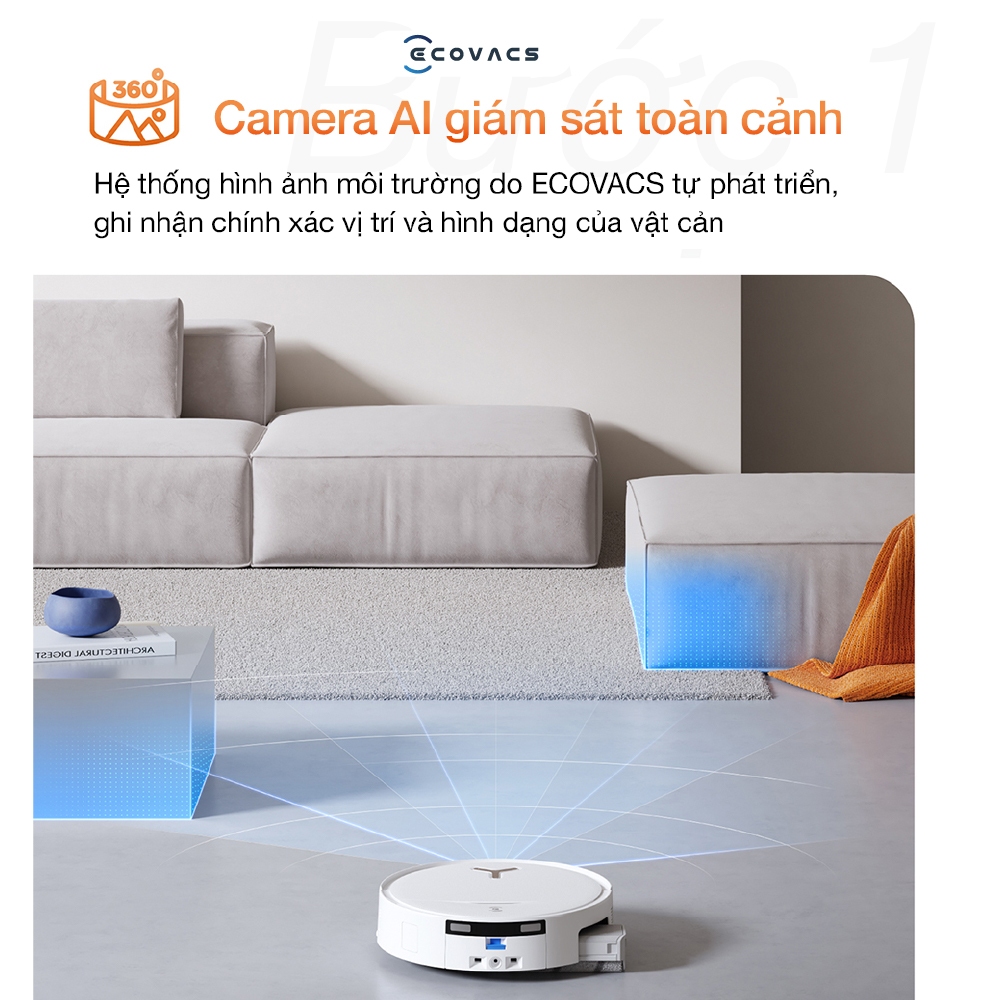 Robot hút bụi lau nhà Ecovacs Deebot T80S Omni 2027 - Lực hút 24800Pa - Giặt nóng và sấy nóng -OZMO ROLLER 2.0 -BH 2 năm