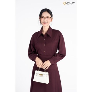 Set Đồ Nữ 𝐂𝐂𝐇𝐀𝐓 Dáng Xòe Elan Trang Trí Cúc Hiện Đại Chất Liệu Tuytsi Cao Cấp 25BDS2012XT