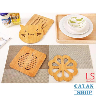 Miếng Lót Nồi Bằng Gỗ Cứng Cáp Nhiều Hình Chống Nóng Tiện Lợi, Đế Lót Xoong Nồi Chén Bát Bằng Gỗ