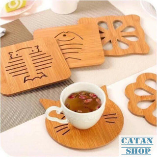 Miếng Lót Nồi Bằng Gỗ Cứng Cáp Nhiều Hình Chống Nóng Tiện Lợi, Đế Lót Xoong Nồi Chén Bát Bằng Gỗ