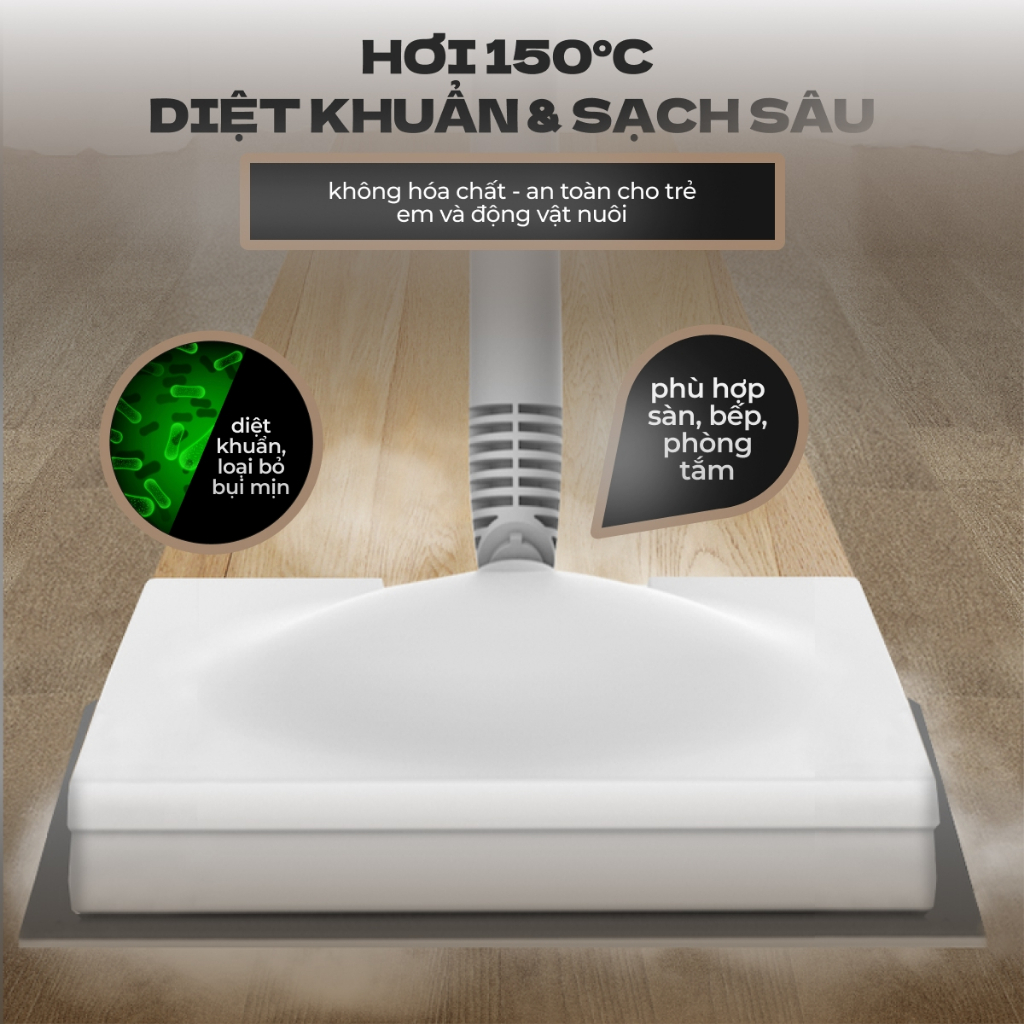 Máy Lau Nhà Hơi Nước Nóng LUXHOMME SC-100 Max | Làm Sạch Mọi Bề Mặt | 1500W - 360ml | BH 24TH
