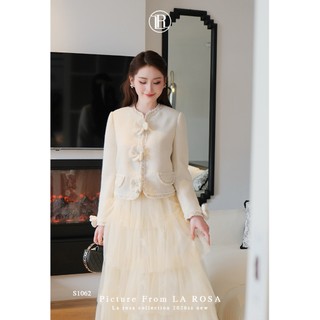 Set Áo Dạ Tweed Đính Hoa Nổi Phối Chân Váy Tơ Xếp Ly 4 Tầng Tiểu Thư LA ROSA Phù Hợp Dự Tiệc, Dạo Phố S1062