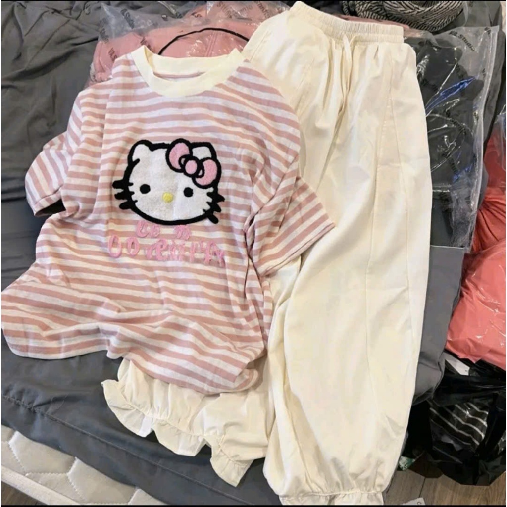 Đồ bộ dài mặc nhà cho nữ, mặc ngủ mặc nhà quần dài - Áo thun cotton, quần kaki co giãn, thoáng mát, không nhăn