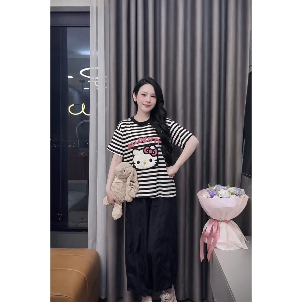 Đồ bộ dài mặc nhà cho nữ, mặc ngủ mặc nhà quần dài - Áo thun cotton, quần kaki co giãn, thoáng mát, không nhăn