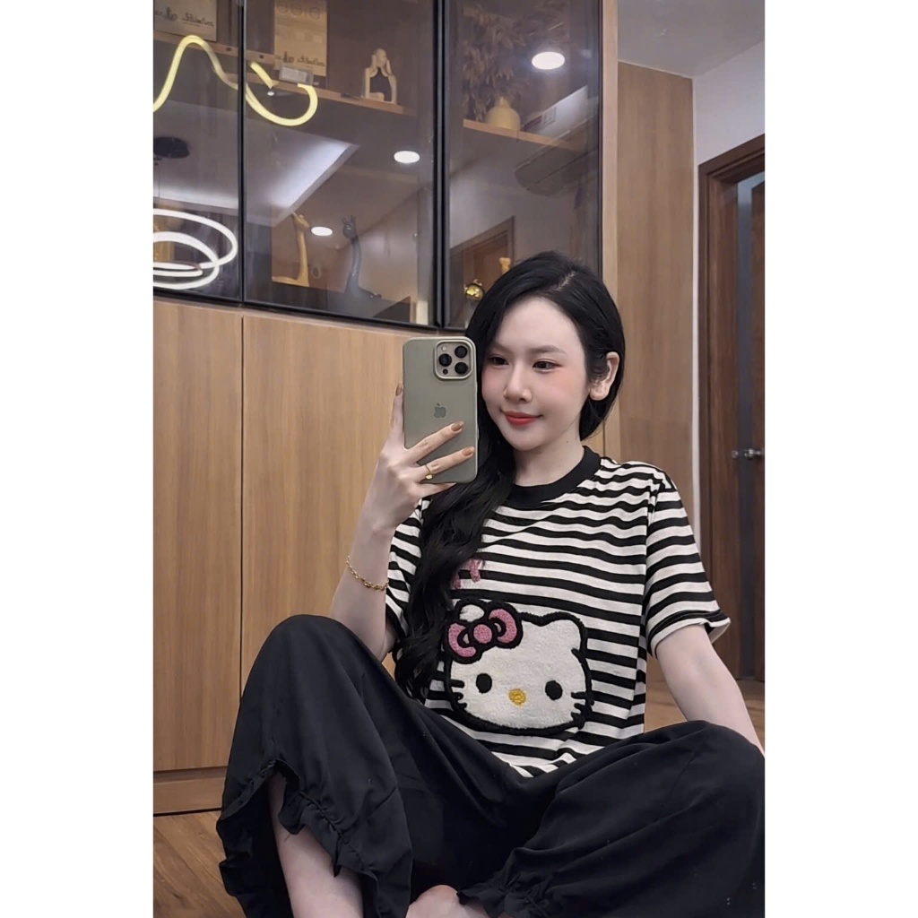 Đồ bộ dài mặc nhà cho nữ, mặc ngủ mặc nhà quần dài - Áo thun cotton, quần kaki co giãn, thoáng mát, không nhăn