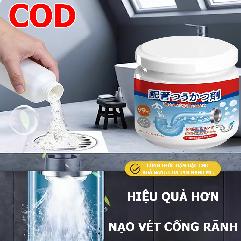 【COD】Nước tẩy cống nhà bếp, Bột làm sạch ống,chất tẩy dầu mỡ, Khử mùi,thông tắc cống bồn rửa.
