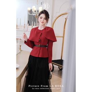 Set Vest Nữ Đỏ Phối Chân Váy Lưới Đen Xếp Tầng LA ROSA Outfit Dự Tiệc, Sự Kiện Cao Cấp A1063+CV1059