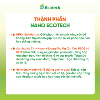 [Mua 10 Tặng 4] Phân Bón NPK NANO ECOTECH Chai 1 Lít - Kích Rễ Mạnh, Bung Đọt Nhanh, Xanh Cây Dày Lá