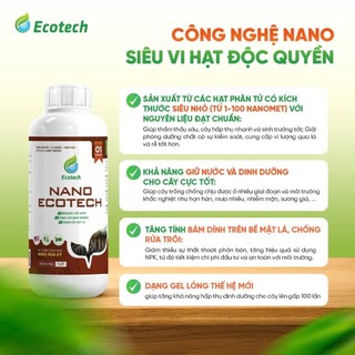 [Mua 10 Tặng 4] Phân Bón NPK NANO ECOTECH Chai 1 Lít - Kích Rễ Mạnh, Bung Đọt Nhanh, Xanh Cây Dày Lá