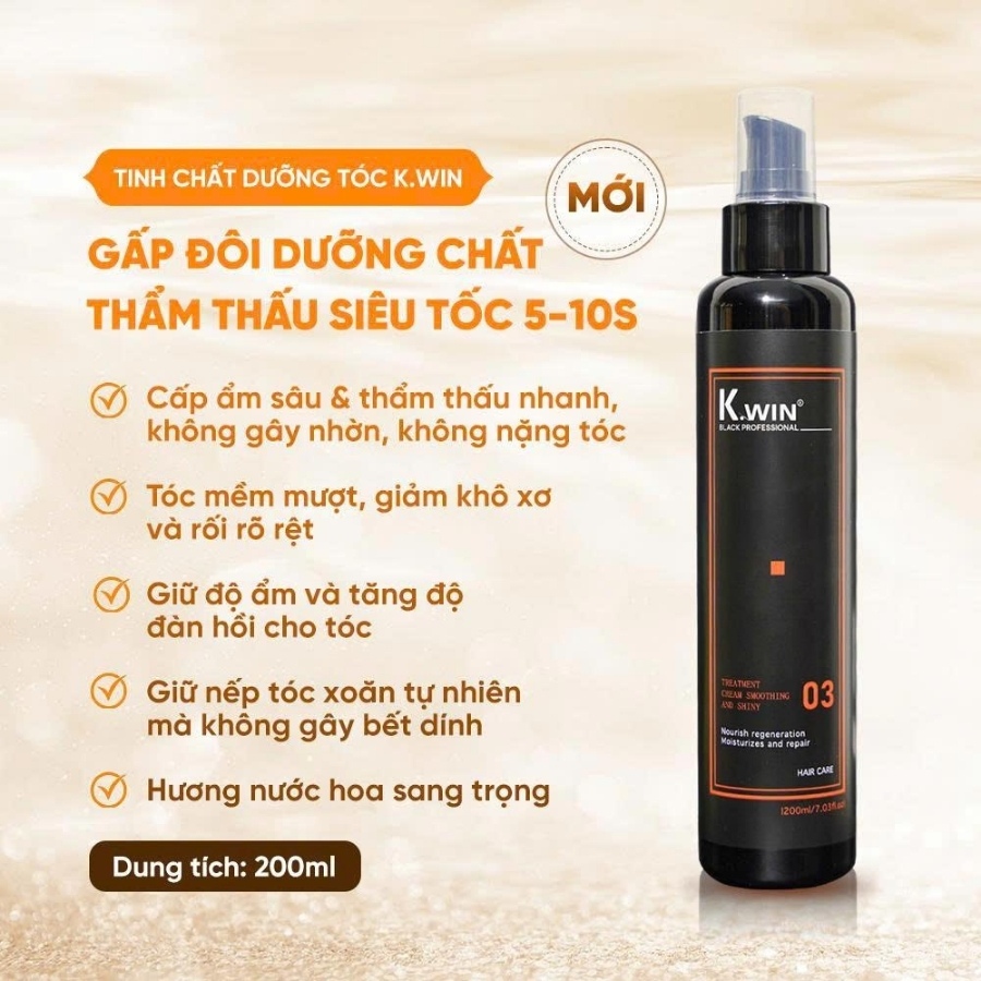 Tinh Dầu Khô K.Win Black Professional 200ml | Dưỡng Tóc Mềm Mượt & Hỗ Trợ Tóc Xoăn Vào Nếp