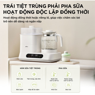 Máy Hâm Sữa Tiệt Trùng Bear 1.3L WW-5H12V78, 1300W, 12 Chế Độ, Đun Nước Pha Sữa Cho Bé, BH 18 Tháng