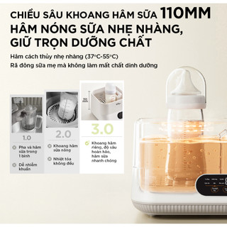 Máy Hâm Sữa Tiệt Trùng Bear 1.3L WW-5H12V78, 1300W, 12 Chế Độ, Đun Nước Pha Sữa Cho Bé, BH 18 Tháng