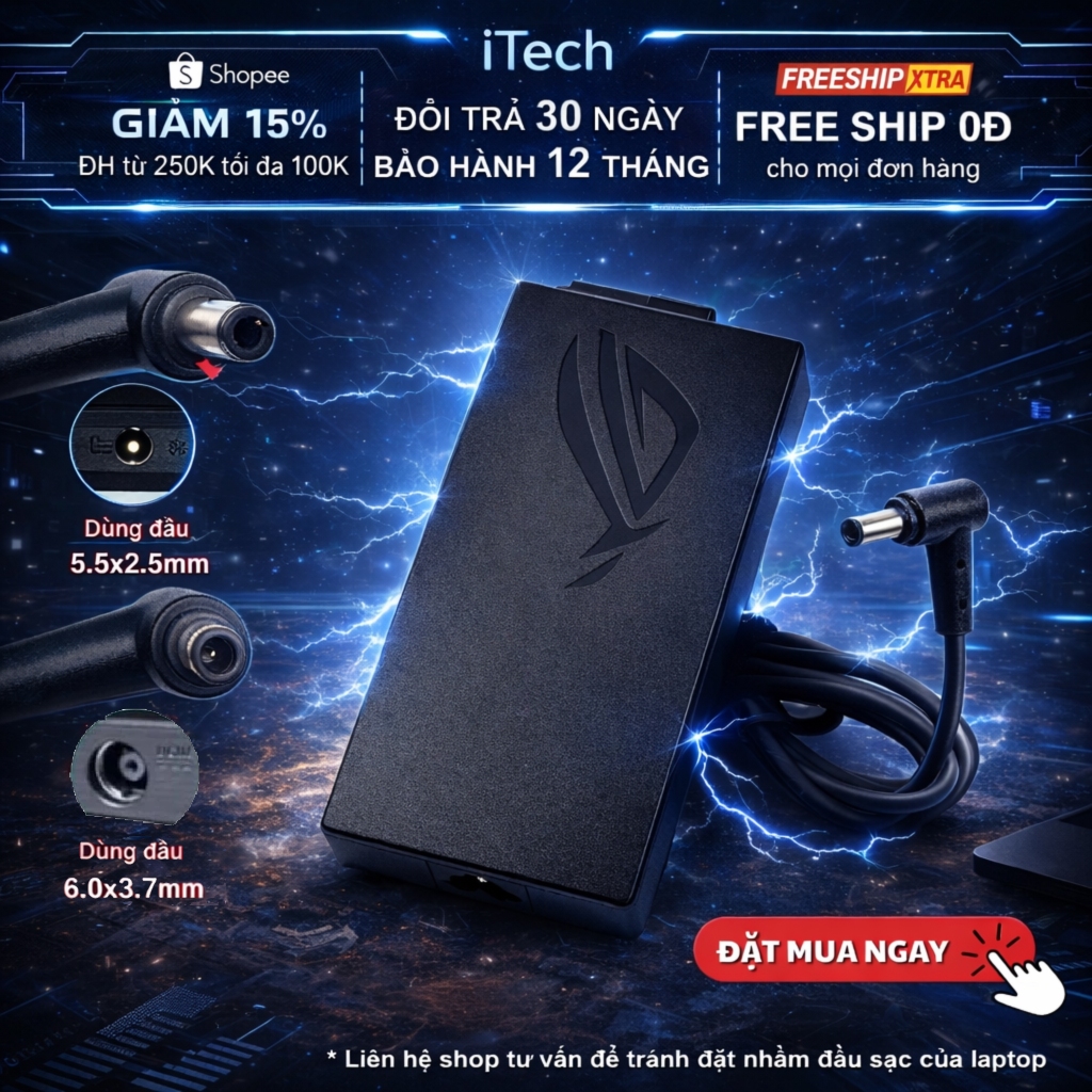 Sạc Asus Gaming dùng cho laptop Asus ROG Strix G15 G17, Asus TUF Gaming ...