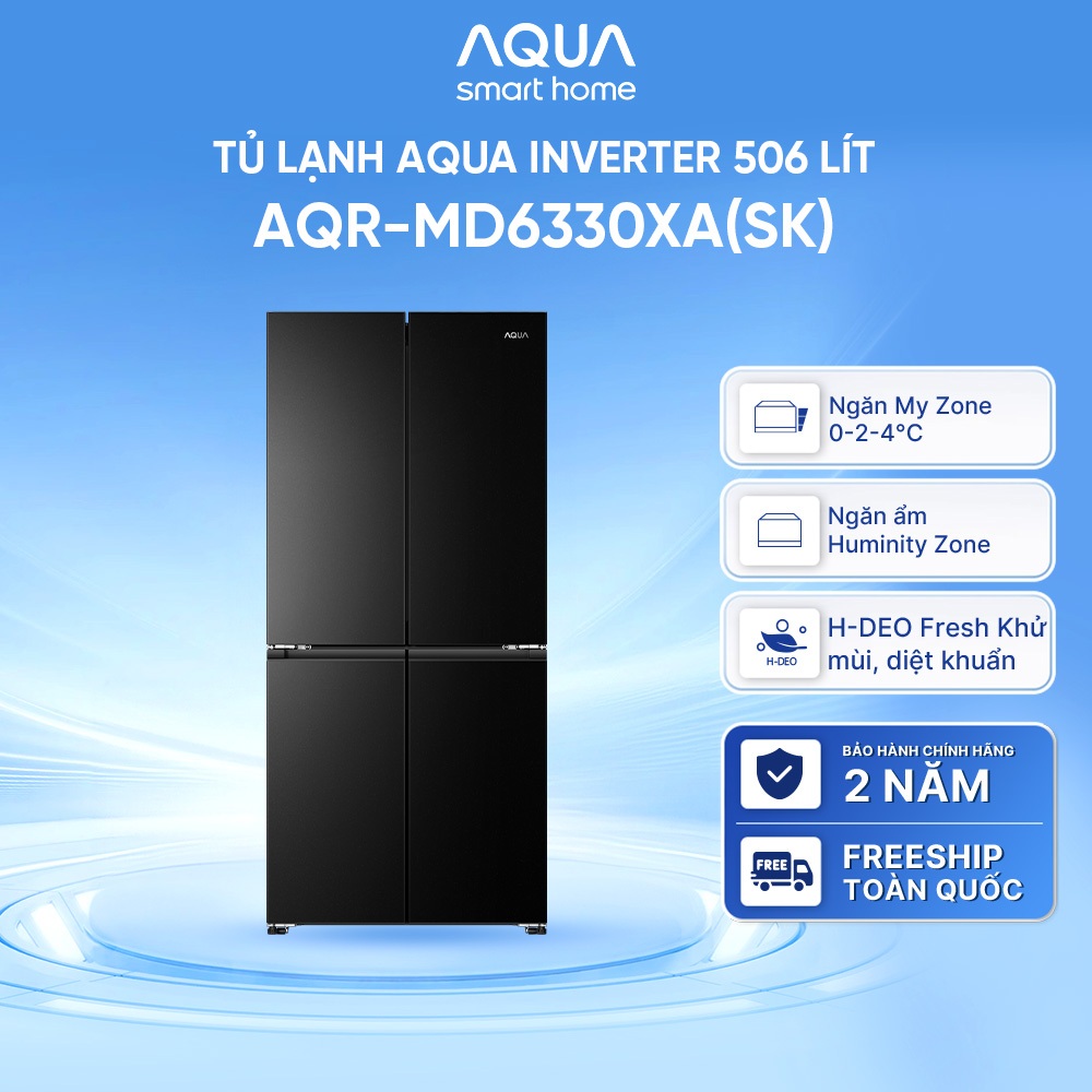 [SẴN HÀNG - SẢN PHẨM MỚI] Tủ lạnh Aqua Inverter 506 lít Multi Door AQR-MD6330XA(SK) - Bảo hành 2 năm - Freeship
