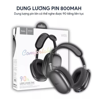 Tai Nghe Chụp Tai Bluetooth Hoco W55 - Pin Trâu 90h Nghe Nhạc - Có Mic Đàm Thoại - BH 24 Tháng