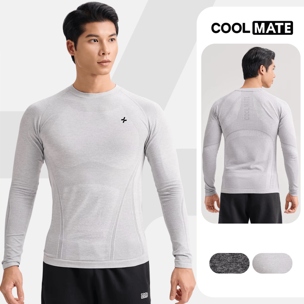 [MUA 2 GIẢM 5%]Áo thun nam dài tay Training Seamless Body Mapping mềm mại, áo pickleball co giãn thấm hút Coolmate