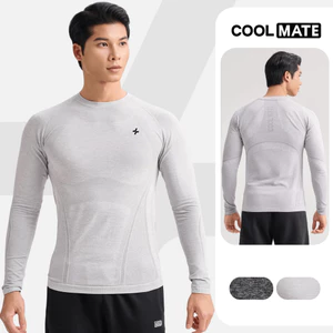 Áo thun nam dài tay Training Seamless Body Mapping mềm mại, áo pickleball co giãn thấm hút Coolmate