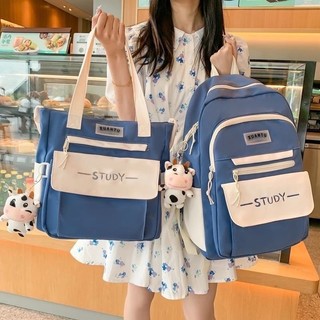 [Peinn] Set 2 món balo + tote vừa A4 STUDY giá rẻ mang đi học đi chơi
