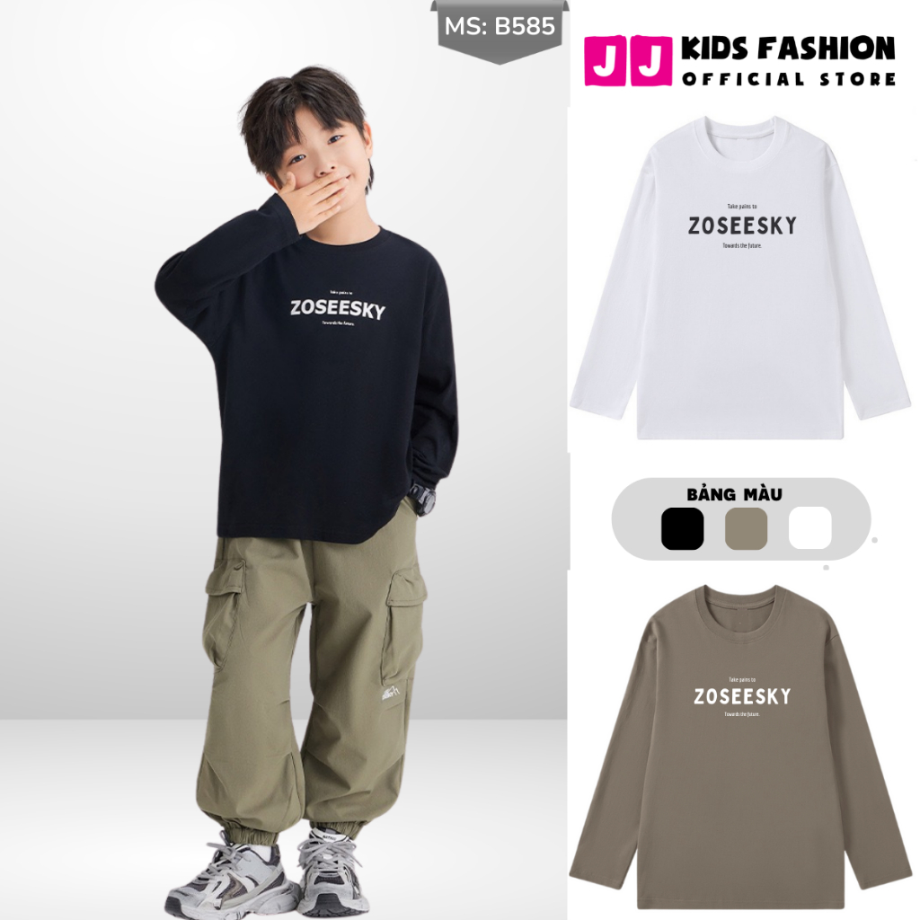 Áo Thun Dài Tay Xuân Thu Cho Bé Trai, Bé Gái In Hình Năng Động, Cổ Tròn | JJ Kids Fashion