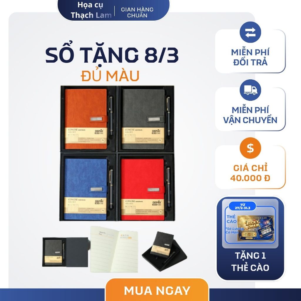 [Hộp Quà 8/3] Set Sổ Tay Bìa Vải Kèm Bút Ký – Thiết Kế Thanh Lịch, Sang Trọng – Tặng Người Thân & Đối Tác