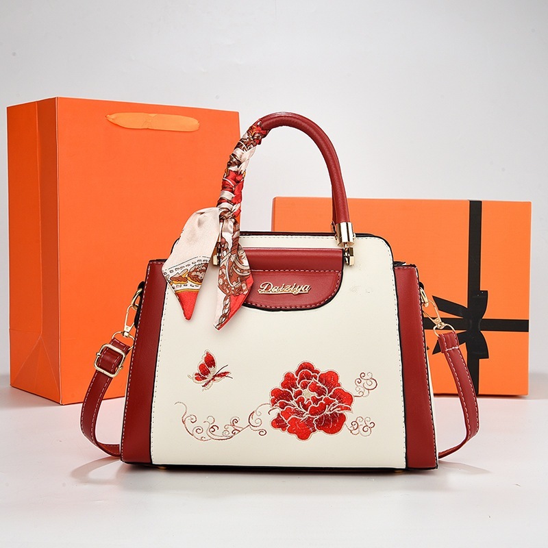Túi Xách Nữ Công Sở Da PU Thêu Hoa Sang Trọng Cầm Tay Thời Trang Mun Store TEU35