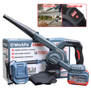 Máy Thổi, Hút 2IN1 Workfix WF-AB0203BL Chuyên Thổi Lá, Rác, Hút Bụi, Pin Phổ Thông