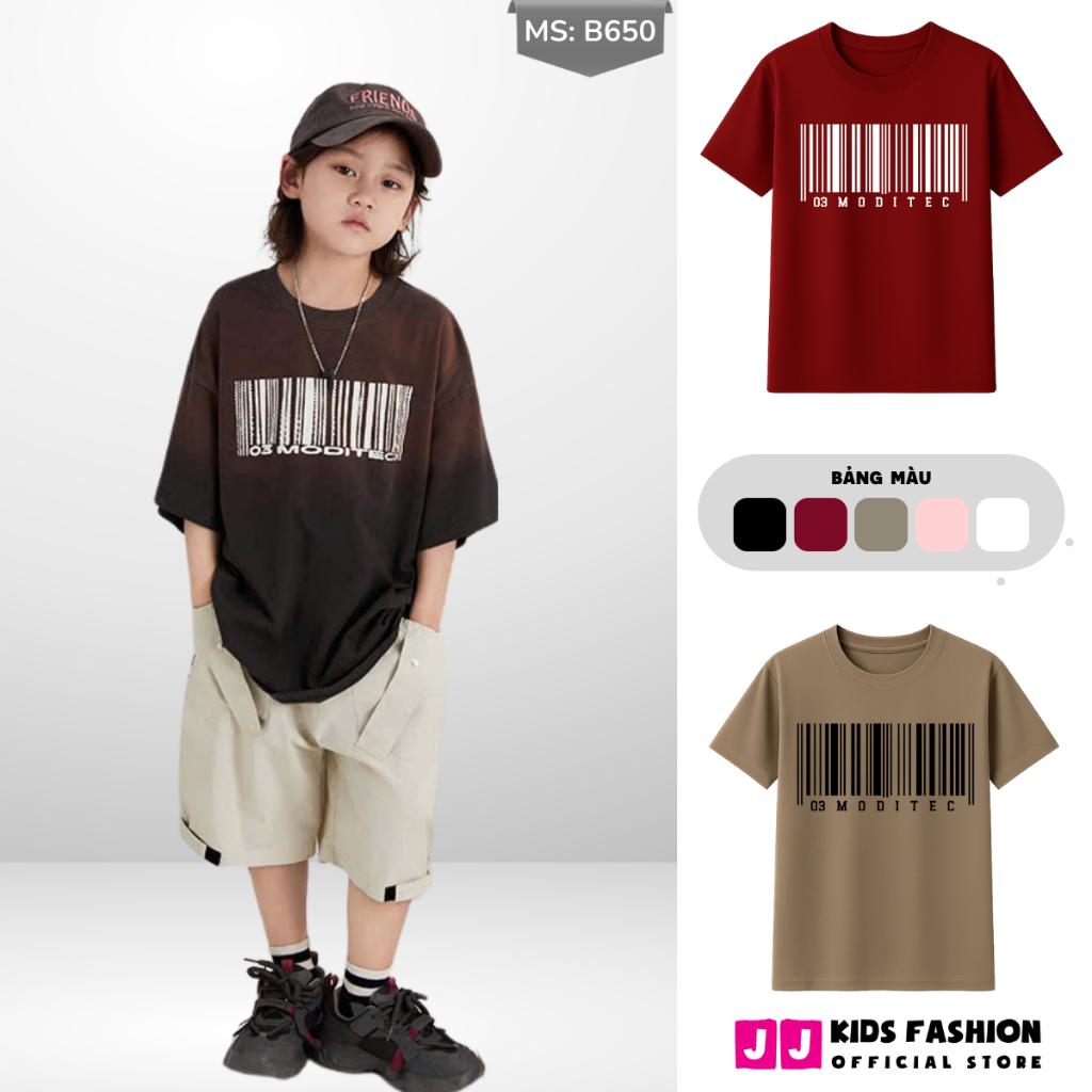 Áo Thun Ngắn Tay Mùa Hè Cho Bé Trai, Bé Gái In Hình Năng Động, Cổ Tròn | JJ Kids Fashion