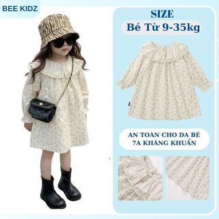 Váy Thu Đông Bé Gái, Váy Dài Tay Cho Bé Gái Thiết Kế Cổ Bèo Dáng Suông  Chất Liệu Cotton Mềm Mại