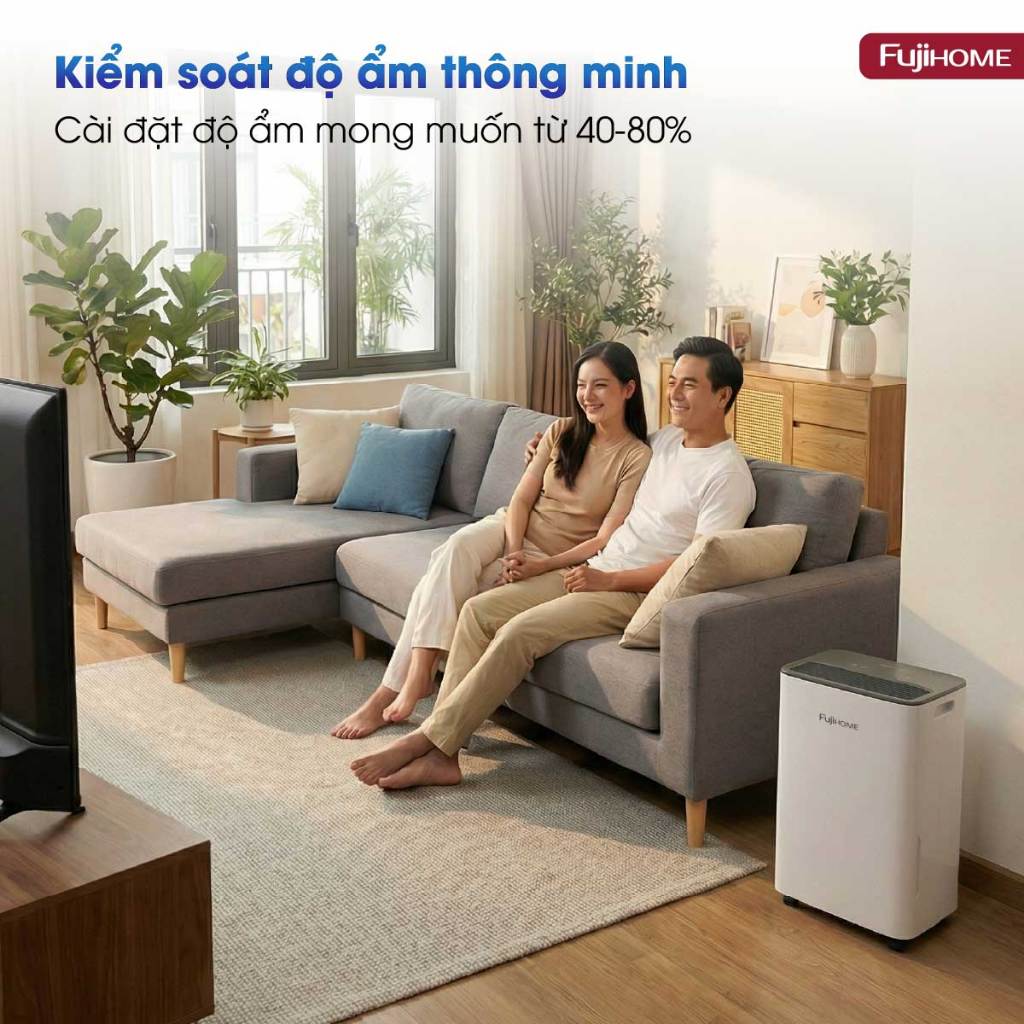 Máy hút ẩm dung tích 6L Nhập Khẩu FUJIHOME DH06LITE cho phòng nhỏ 10-16m², chạy êm tiết kiệm điện