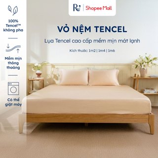 Vỏ Ga Nệm Lụa Tencel 300TC Cao Cấp | Mềm Mịn Mát Lạnh | Màu Trơn Bo Chun Size 1m2, 1m4, 1m6