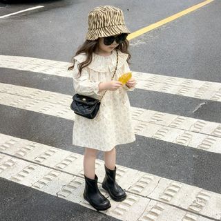 Váy Thu Đông Bé Gái, Váy Dài Tay Cho Bé Gái Thiết Kế Cổ Bèo Dáng Suông  Chất Liệu Cotton Mềm Mại
