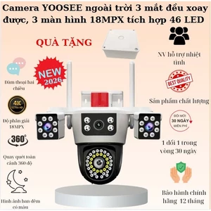 NEW 2026 Camera YOOSEE ngoài trời 4 mắt (xoay được 3 mắt) bản PRO, 3 màn hình tích hợp 54 LED siêu nét