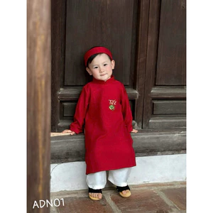 Áo Dài Bé Trai Nhung Chéo Mềm 2 Màu ADN01 (1–10 Tuổi, 8–31kg) – Không Kèm Quần, Áo Dài Tết Cho Bé