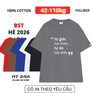 Áo thun phông màu xám HÈ 2026 có bigsize 110kg local brand cặp đôi nam nữ cotton unisex form rộng T shirt basic MY DNA
