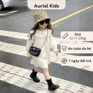 Váy Cho Bé Gái, Váy Dài Tay Hoa Nhí Dáng Suông Baby Dễ Thương Chất Liệu Cotton Mềm Mại