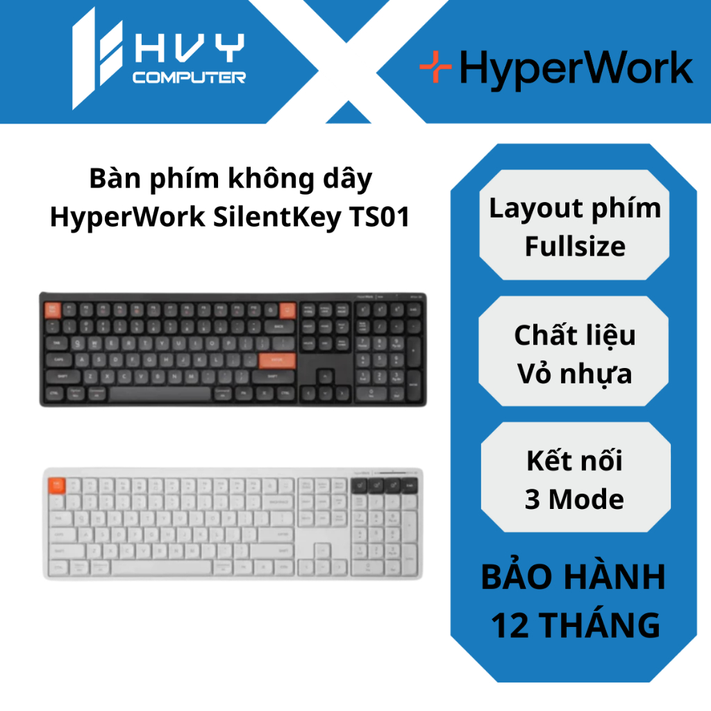 Bàn phím không dây HyperWork SilentKey TS01 - Hàng Chính Hãng | Shopee ...