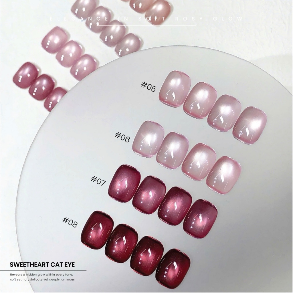 Sơn gel ROUNI Sweetheart Cat Eye 8 màu mắt mèo hồng ngọt ngào thanh lịch tươi sáng chuyên tiệm nail
