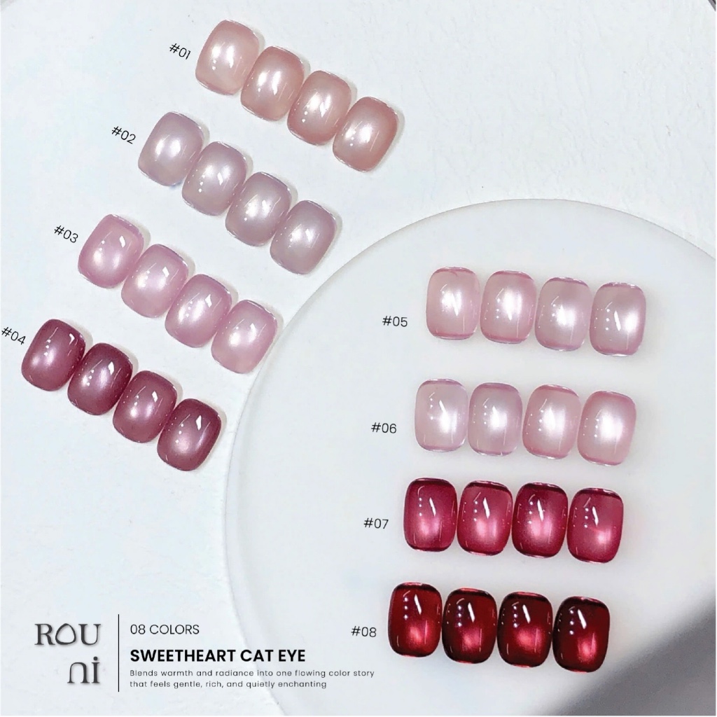 Sơn gel ROUNI Sweetheart Cat Eye 8 màu mắt mèo hồng ngọt ngào thanh lịch tươi sáng chuyên tiệm nail