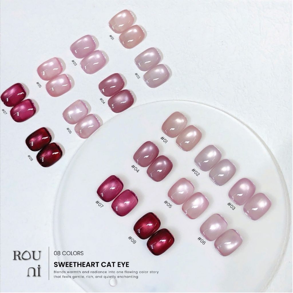 Sơn gel ROUNI Sweetheart Cat Eye 8 màu mắt mèo hồng ngọt ngào thanh lịch tươi sáng chuyên tiệm nail