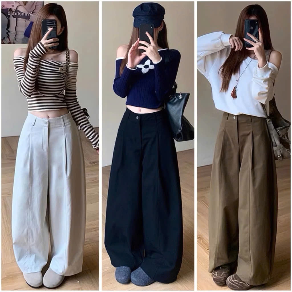 Quần Ống Rộng Kaki Dáng Thụng Harem Nhật Bản Hàng Đẹp Tôn Dáng Che Khuyết Điểm Tốt