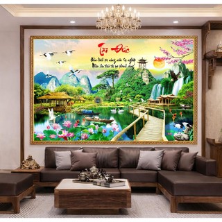 Tranh Vải Cavas TÀI ĐỨC Trang Trí Phòng Khách, Tranh Phong Cảnh Treo Tường Phong Thủy PC04 - BEEKIDS