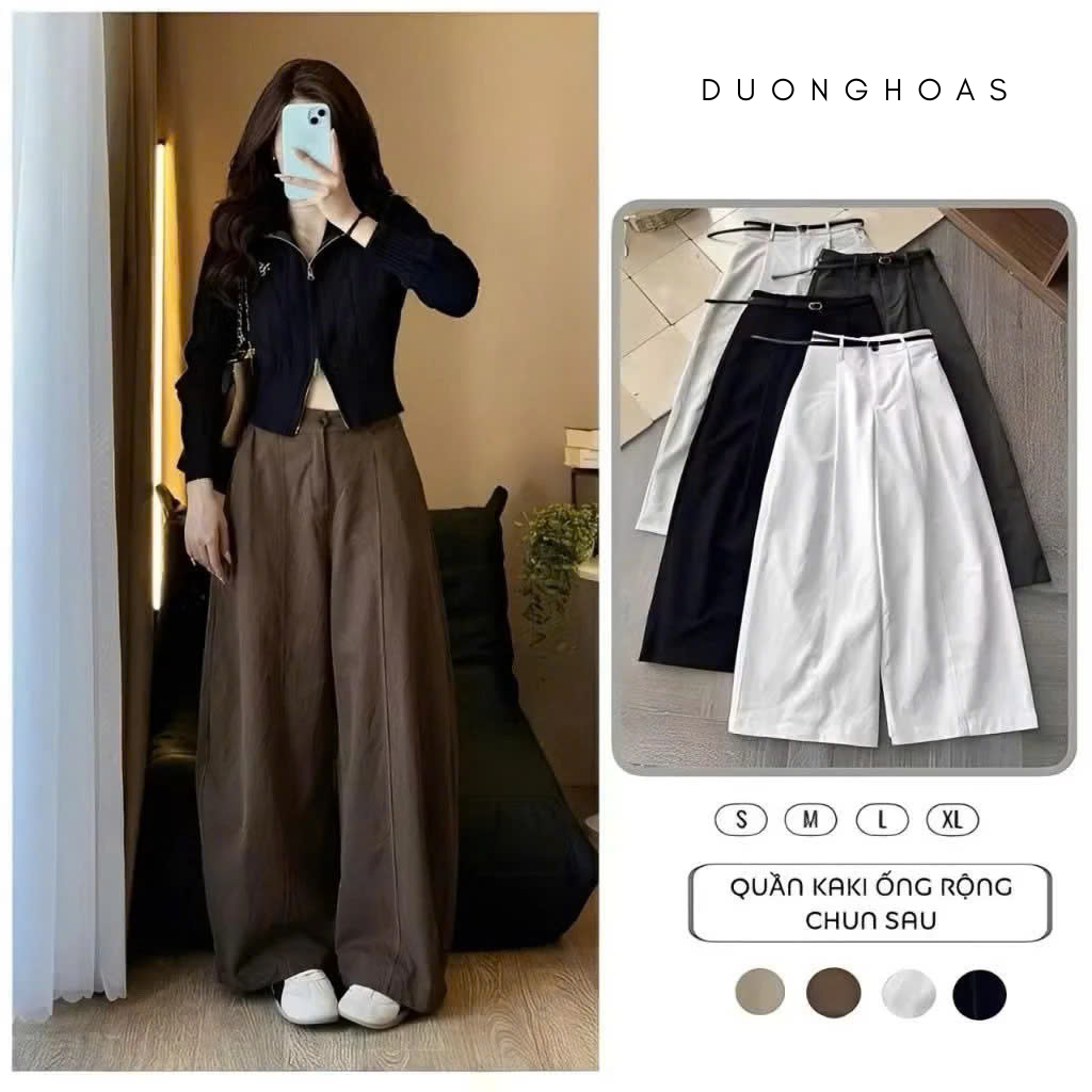 Quần Ống Rộng Kaki Dáng Thụng Harem Nhật Bản Hàng Đẹp Tôn Dáng Che Khuyết Điểm Tốt