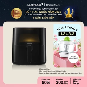 Nồi chiên không dầu Lock&Lock Visible air fryer CUBE 5.5L cửa sổ trong suốt-EJF996BLK