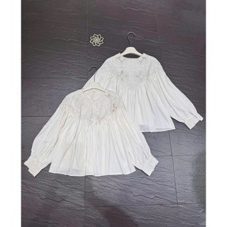 Áo Sơ Mi Nữ Thô ren babydoll Thêu Hoa Vintage Tay Dài Form Rộng – Sơ Mi Thô Nữ Phong Cách Hàn Quốc