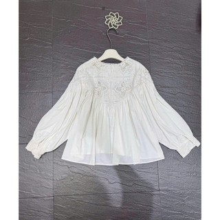 Áo Sơ Mi Nữ Thô ren babydoll Thêu Hoa Vintage Tay Dài Form Rộng – Sơ Mi Thô Nữ Phong Cách Hàn Quốc