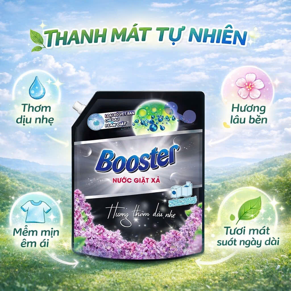 [MỚI] Combo 2 túi Nước giặt xả Bosster 2in1 - Sạch sâu, Thơm lâu, Hàng chính hãng