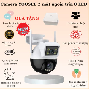NEW 2026 Camera ngoài trời yoosee 2 mắt kép Ptz 8led quay 360 độ, siêu nét, góc rộng, có màu ban đêm